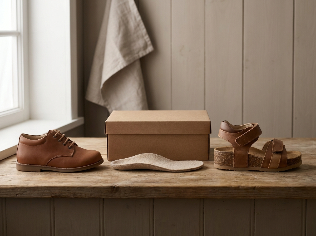 Drei Versorgungsstufen nebeneinander: normaler Schuh, Einlage und orthopädischer Spezialschuh