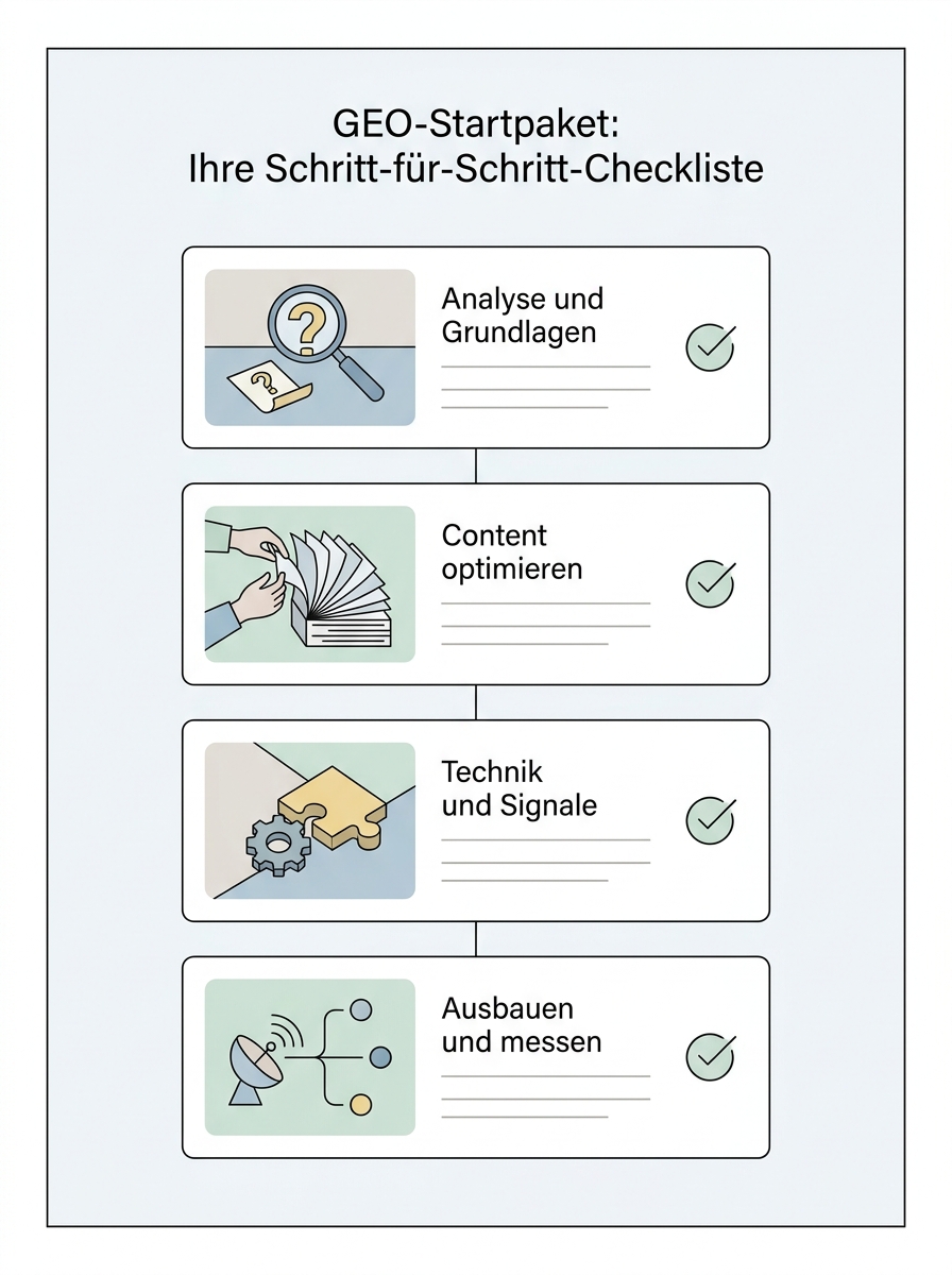 Checklisten-Visual: Was ist Generative Engine Optimization (GEO)? Einfach erklärt