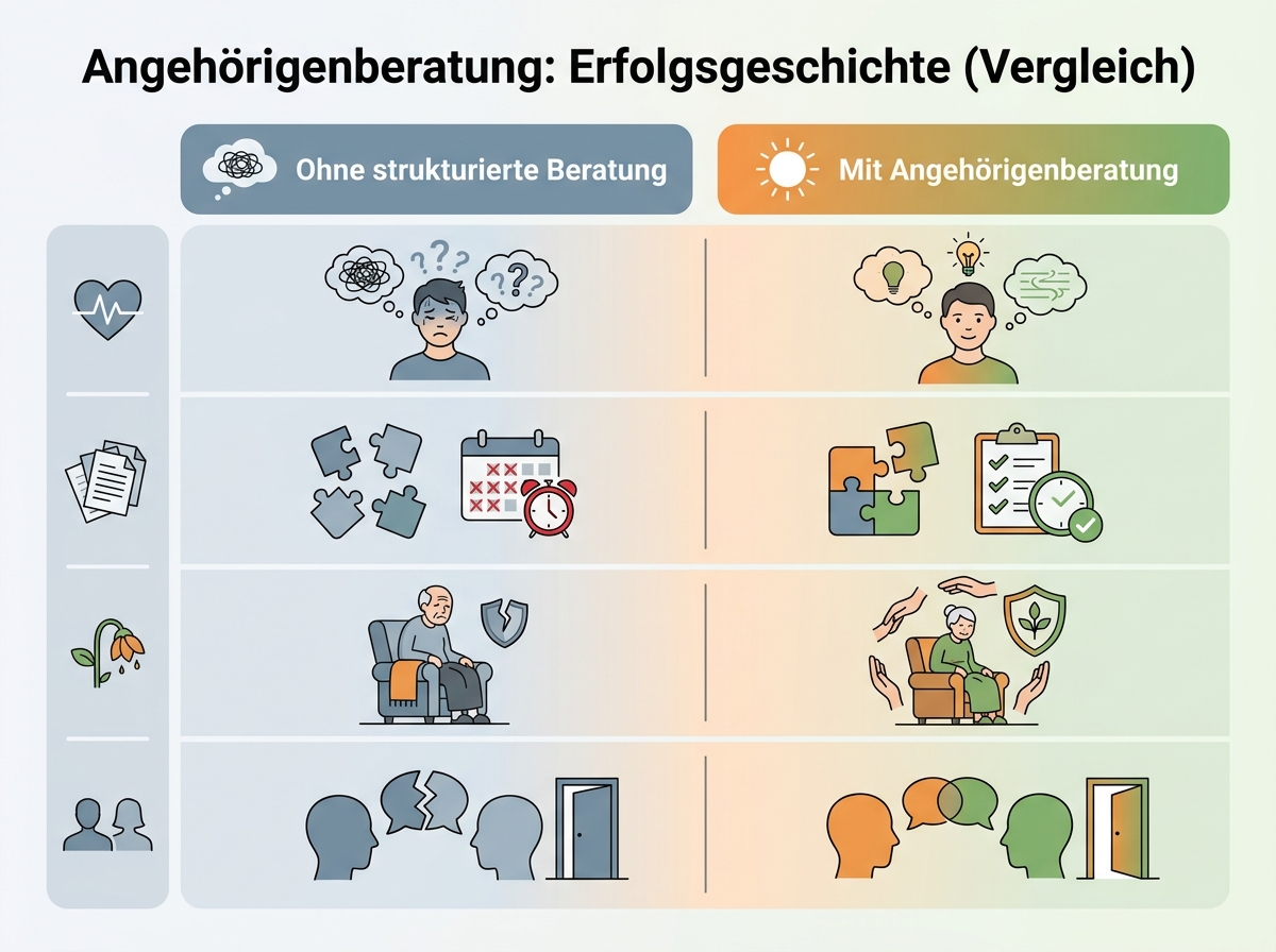 Vergleichsgrafik: Angehörigenberatung Erfolgsgeschichte