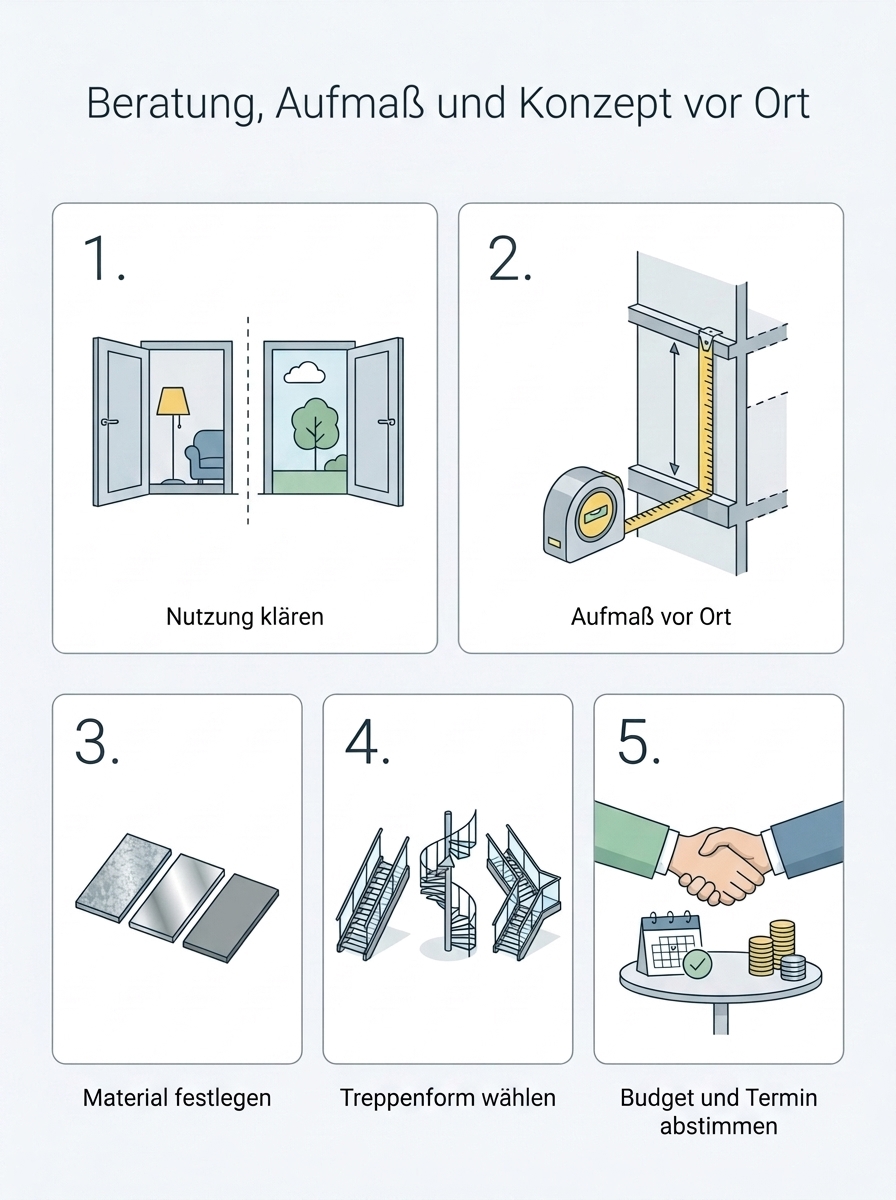 Ablaufdiagramm: Treppen und Treppengeländer aus Metall