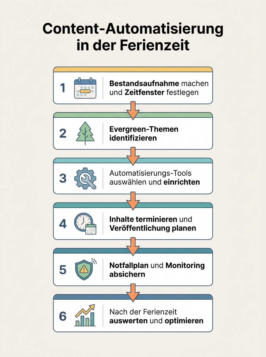 Ablaufdiagramm: Content-Automatisierung in der Ferienzeit