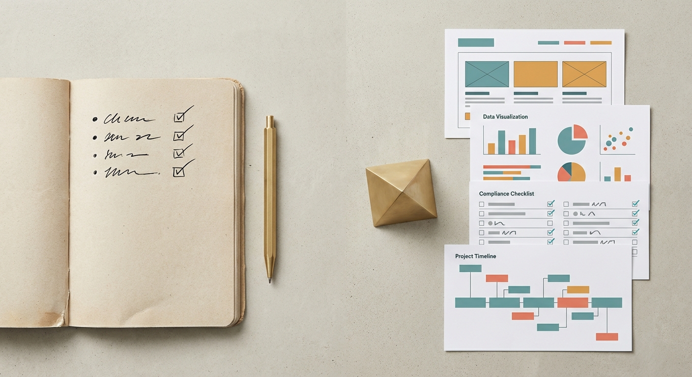 Flat Lay zeigt einfaches Freelancer-Setup neben umfassendem Agentur-Projektpaket mit SEO und DSGVO