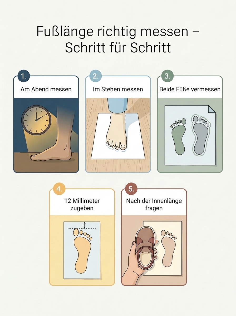 Ablaufdiagramm: Informationen über Wachstumsphasen bei Kinderfüßen und wie oft Schuhe ersetzt werden sollten – mit Altersrichtwerten