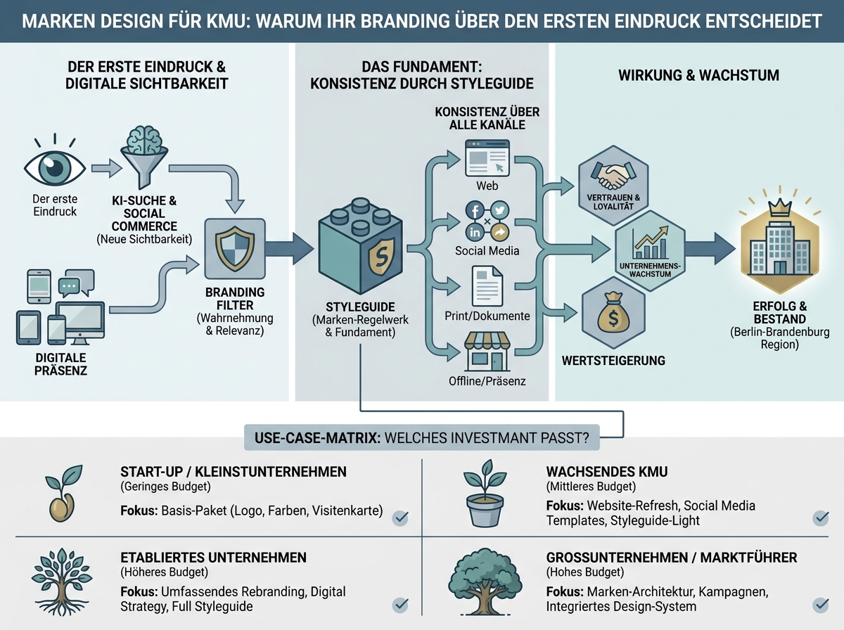 Schaubild: Markendesign für KMU: Warum Ihr Branding über den ersten Eindruck entscheidet