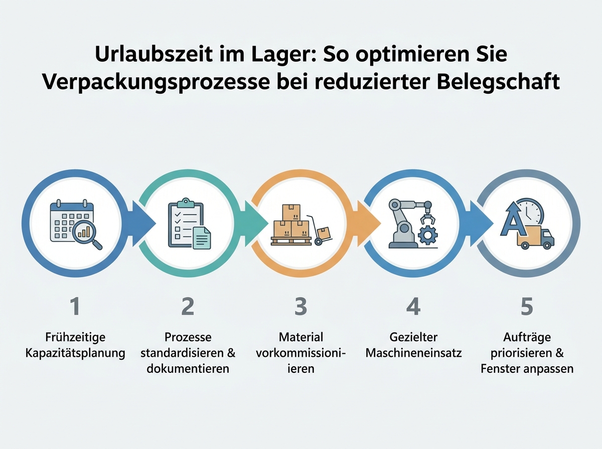 Ablaufdiagramm: Urlaubszeit im Lager: So optimieren Sie Verpackungsprozesse bei reduzierter Belegschaft