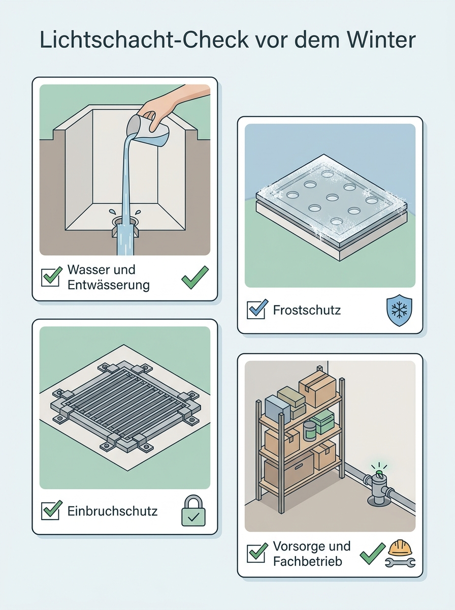Checklisten-Visual: Kellerlichtschachtabdeckungen vor Winter