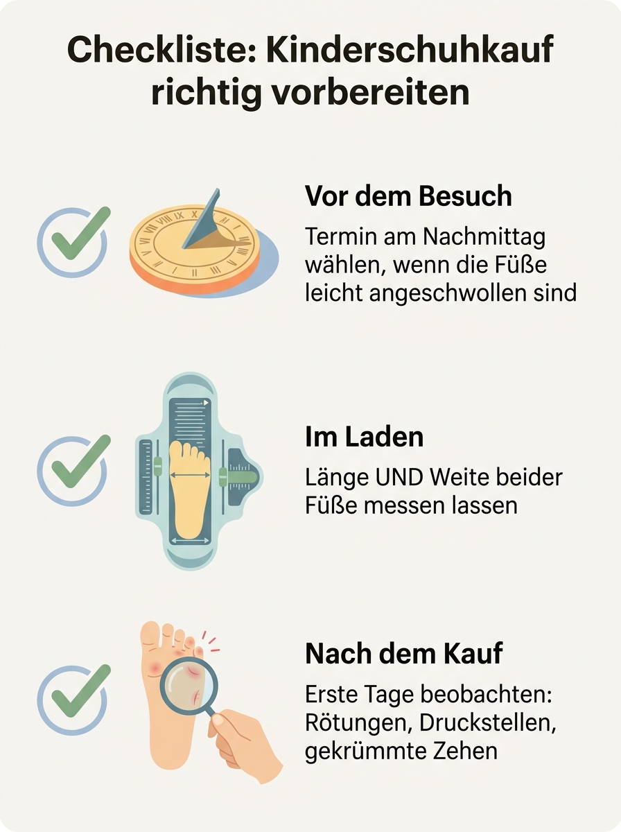 Checklisten-Visual: Hintergrund-Artikel über die Philosophie des Ladens: Warum persönliche Beratung bei Kinderschuhen unersetzlich ist